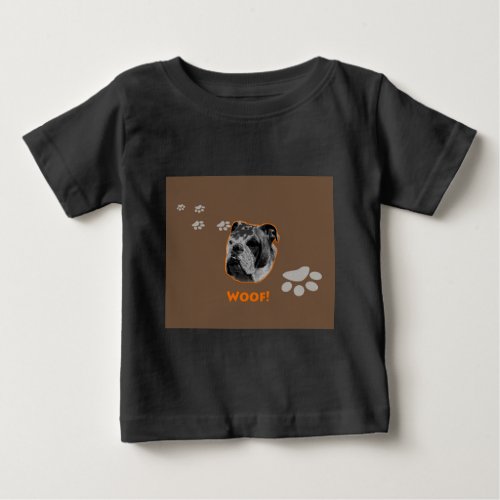 English Bulldog Woof Baby T_Shirt