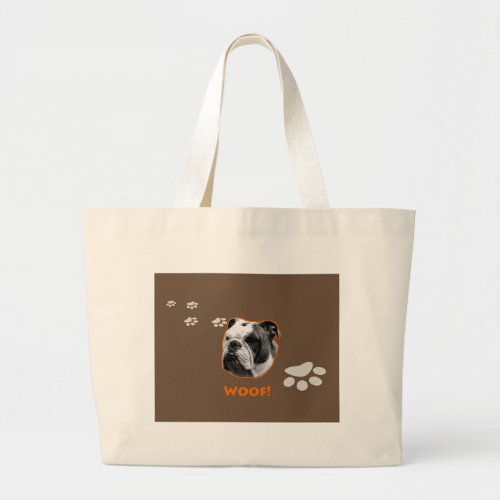 English Bulldog Woof Large Tote Bag