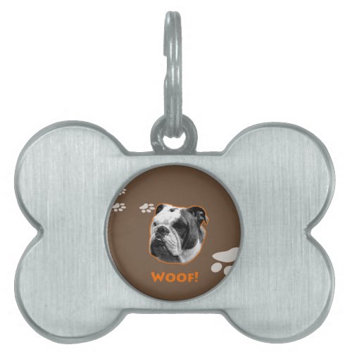 English Bulldog Woof Pet Tag