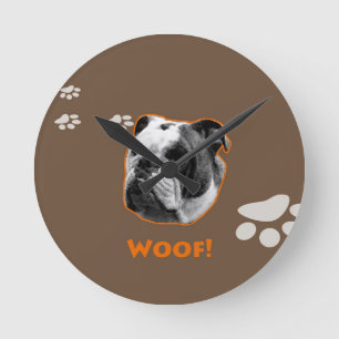 English Bulldog Woof Round Clock