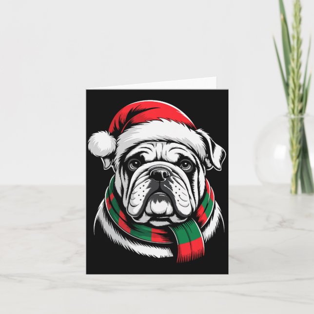 English Bulldog Xmas Santa Hat F Christmas Costume Card (Front)