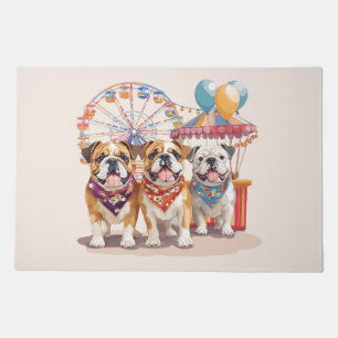 English Bulldogs At A Carnival  Doormat