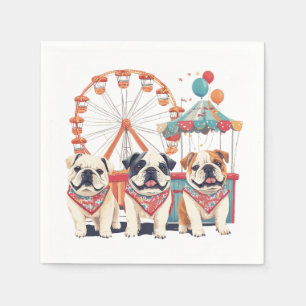 English Bulldogs At A Carnival Napkins