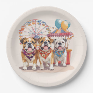 English Bulldogs At A Carnival Paper Plates