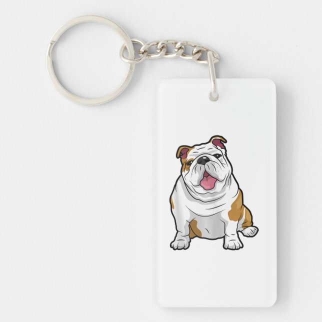 ENGLISH BULLDOGS Awesome Funny Bulldog Pups Dogs Keychain (Front)