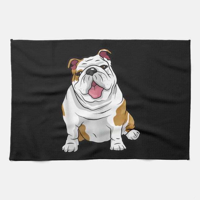 English Bulldogs Awesome Funny Bulldog Pups Dogs Kitchen Towel (Horizontal)
