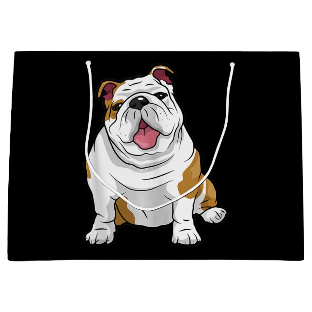 English Bulldogs Awesome Funny Bulldog Pups Dogs Large Gift Bag (Front)
