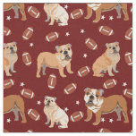 English Bulldogs dogs footballs sport pattern Fabric