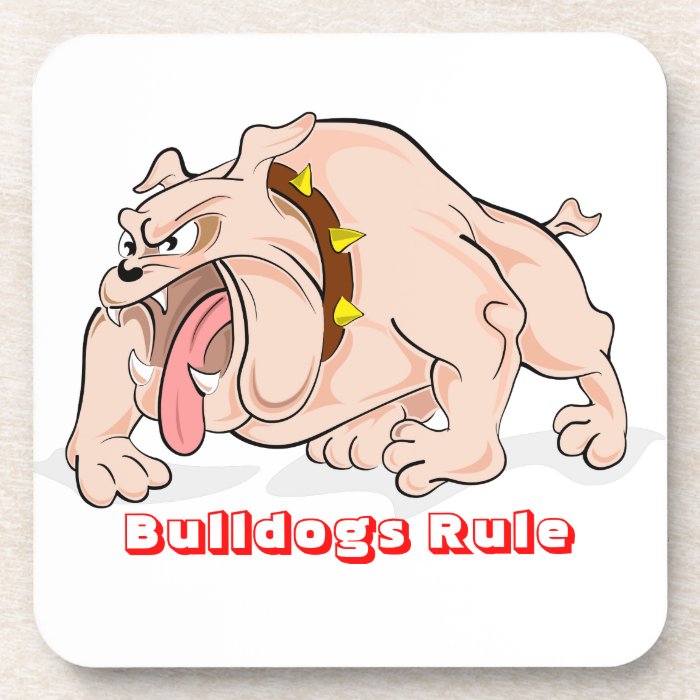 English Bulldogs Rule Cartoon Mascot Coaster Set