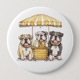 English Bulldogs Running A Lemonade Stand Button