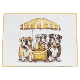 English Bulldogs Running A Lemonade Stand Large Gift Bag