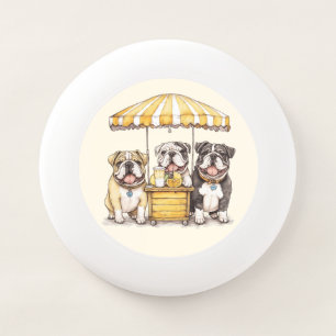 English Bulldogs Running A Lemonade Stand Wham-O Frisbee