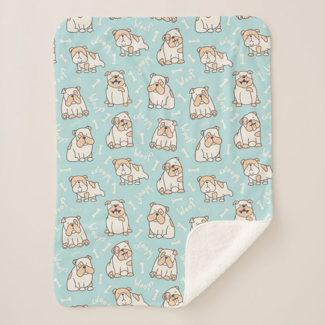 English bulldogs sherpa blanket (Front)