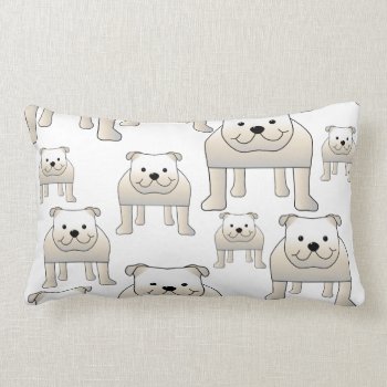 English Bulldogs  White. Dogs Pattern. Lumbar Pillow by Animal_Art_By_Ali at Zazzle