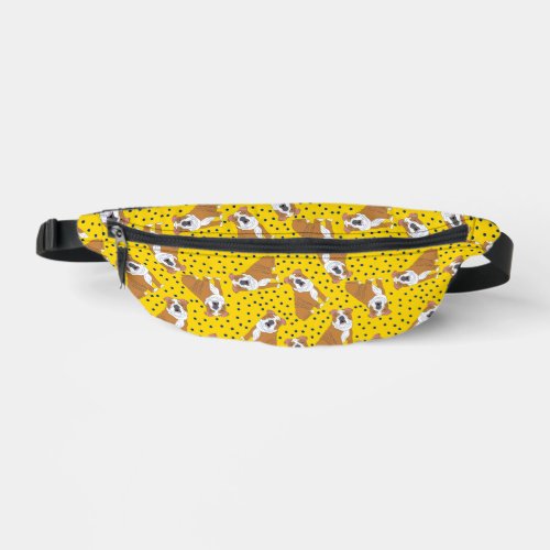English Bulldogs Yellow and Blue Patterned Fanny Pack
