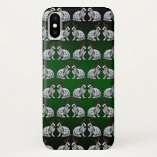English Bunny Frenzy iPhone X Case (Green/Black)