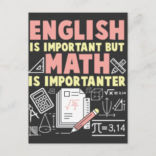 English but Math Is Importanter Mathematician Nerd Postcard