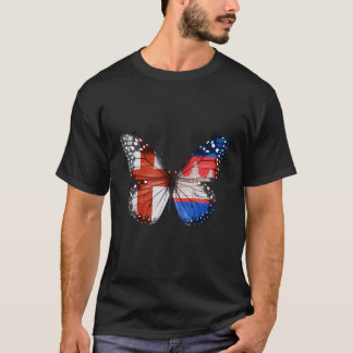 English Cambodian Flag Butterfly T-Shirt