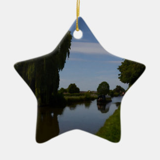 English Canal Scene Ceramic Ornament
