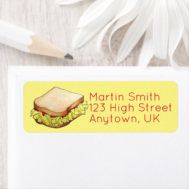 English Chip Shop Butty Sandwich Takeaway UK Food Label (Insitu)