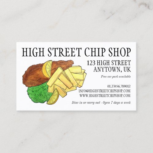 English Chip Shop Fish n Chips Takeaway UK Food Business Card