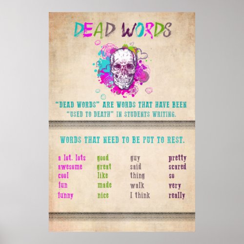 English Classroom DEAD WORDS Poster