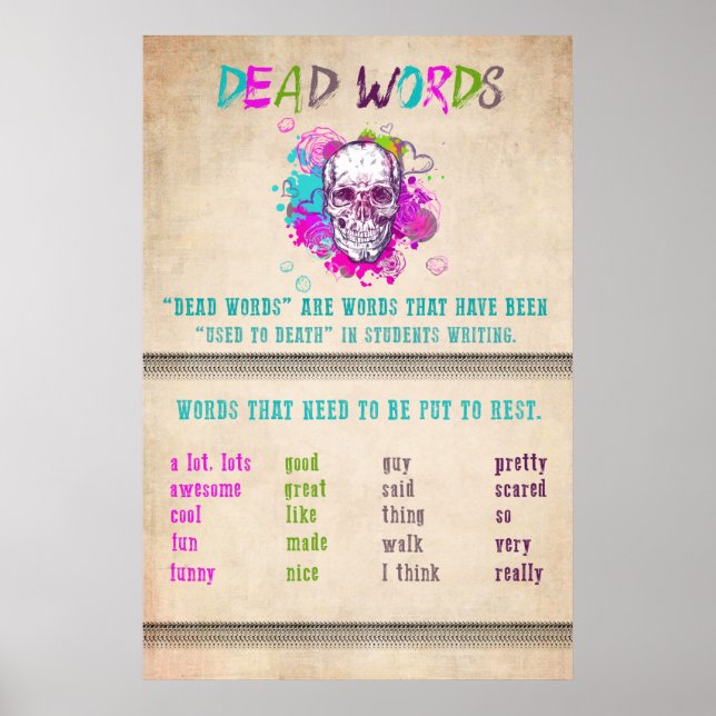 English Classroom DEAD WORDS Poster (Front)