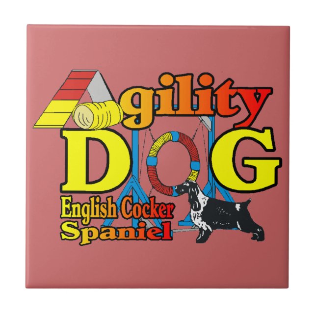 English Cocker Spaniel Agility Ceramic Tile (Front)
