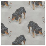 English Cocker Spaniel and butterflies art. Fabric