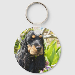 english-cocker-spaniel-black and tan keychain