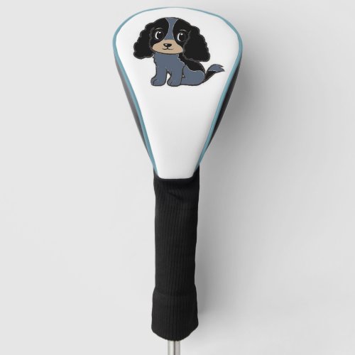 english cocker spaniel blue roan and tan cartoon golf head cover