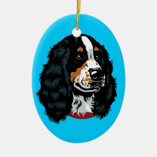 english cocker spaniel ceramic ornament (Front)