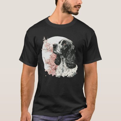 English Cocker Spaniel Cherry Blossom Dog Japanese T-Shirt