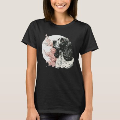 English Cocker Spaniel Cherry Blossom Dog Japanese T-Shirt