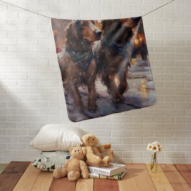 English Cocker Spaniel Christmas Festive Season Baby Blanket (In Situ)