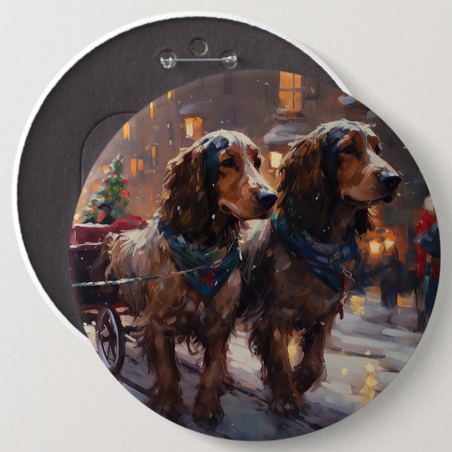 English Cocker Spaniel Christmas Festive Season Button (Front & Back)