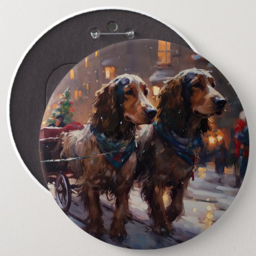 English Cocker Spaniel Christmas Festive Season Button