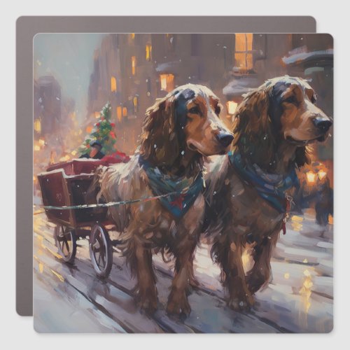 English Cocker Spaniel Christmas Festive Season Car Magnet