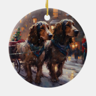 English Cocker Spaniel Christmas Festive Season Ceramic Ornament