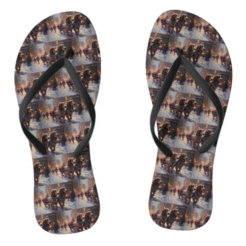 English Cocker Spaniel Christmas Festive Season Flip Flops