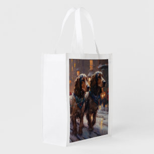 English Cocker Spaniel Christmas Festive Season Grocery Bag