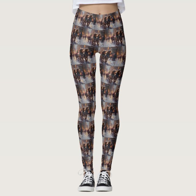English Cocker Spaniel Christmas Festive Season Leggings (Front)