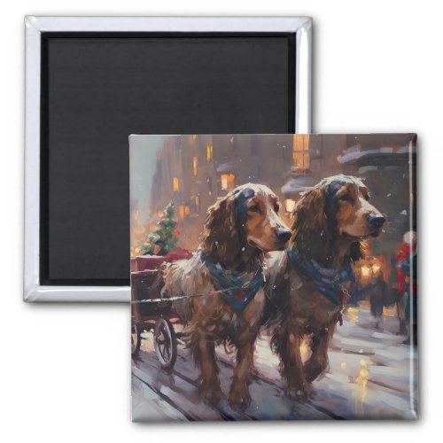 English Cocker Spaniel Christmas Festive Season Magnet