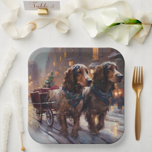 English Cocker Spaniel Christmas Festive Season Paper Plates