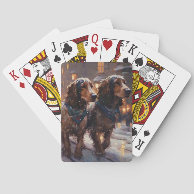 English Cocker Spaniel Christmas Festive Season Poker Cards (Back)