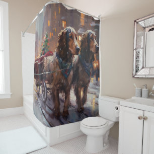 English Cocker Spaniel Christmas Festive Season Shower Curtain
