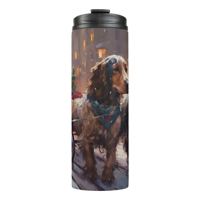English Cocker Spaniel Christmas Festive Season Thermal Tumbler (Front)