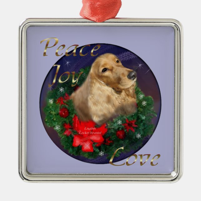 English Cocker Spaniel Christmas Gifts Metal Ornament (Front)