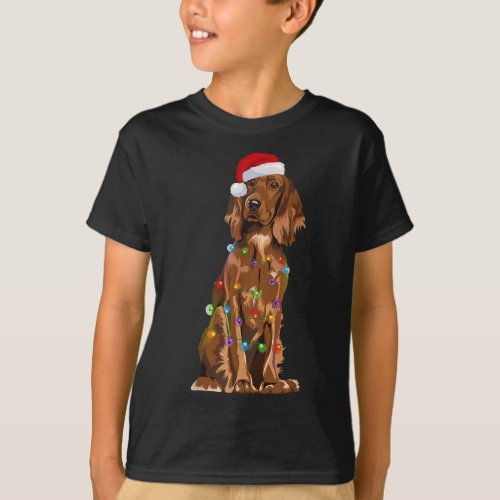 English Cocker Spaniel Christmas Lights Xmas Dog L T_Shirt