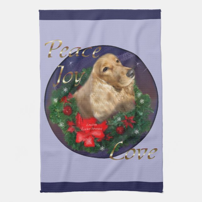 English Cocker Spaniel Christmas Towel (Vertical)